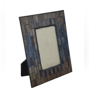 Glass Tile Mosaic Photo Frame 4 x 6 Blue Grey Glossy Dimensional Boho Design